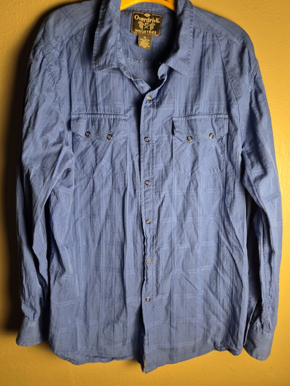 Overdrive Industries Men’s Blue Button-Up Shirt